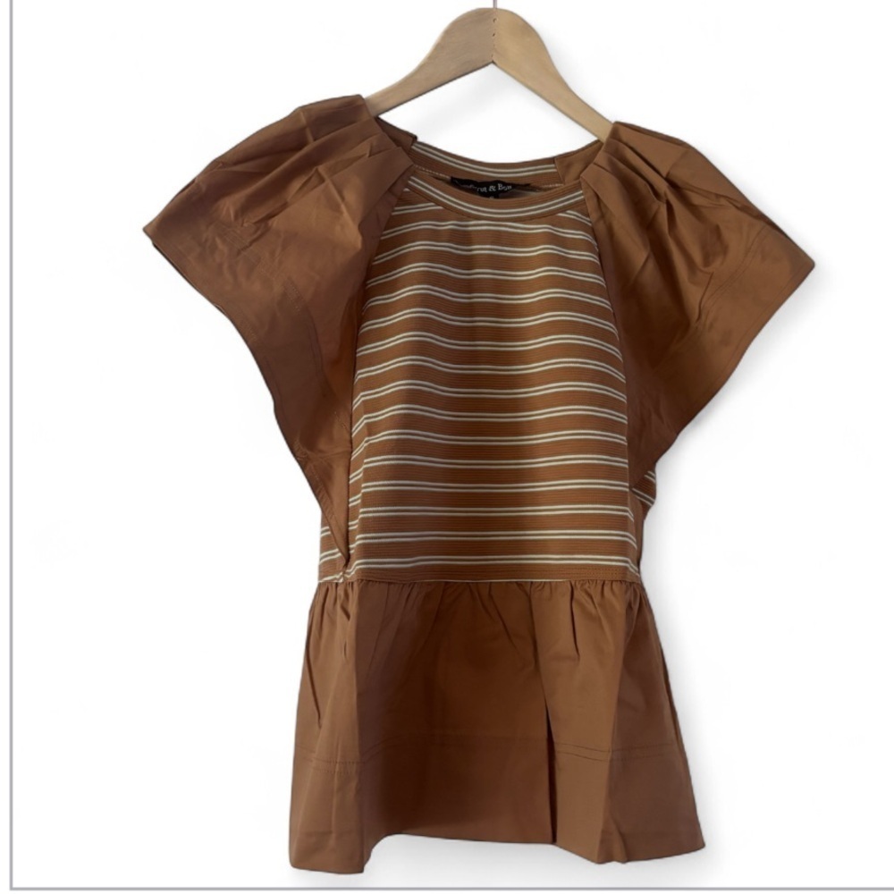 Strut & Bolt Stripped Flutter Sleeve Top NWT